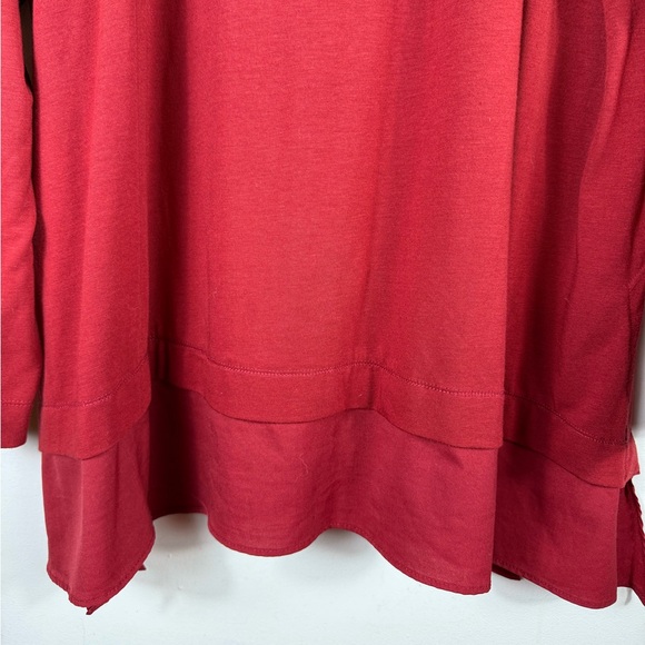 Soft‎ Surroundings Tunic Blouse Red Burgundy 2X Faux Layered Oversized Excellent - Picture 6 of 10